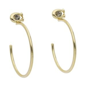 New Coach Gold and Crystal Hoop Earrings